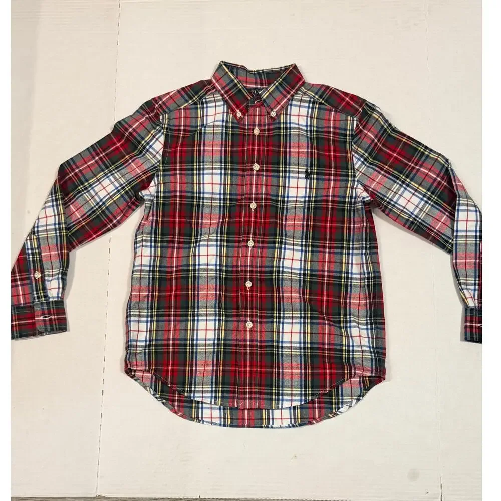 Polo Ralph Lauren Boys Size M (10-12) Plaid Long Sleeve Shirts – Lot of 2